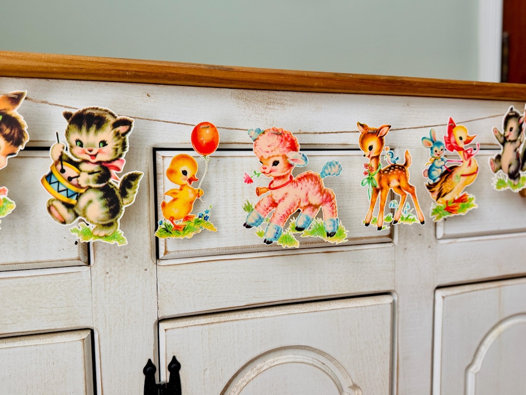 Kitsch Baby Retro Baby Animals Banner: 1950s Kitsch Baby Shower Decor - Etsy