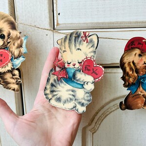 Retro Valentines Banner: Kitsch Kitty & Puppy Garland image 5