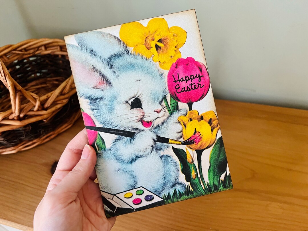 Vintage Easter Plaque: Kitsch Bunny Spring Decor - Etsy
