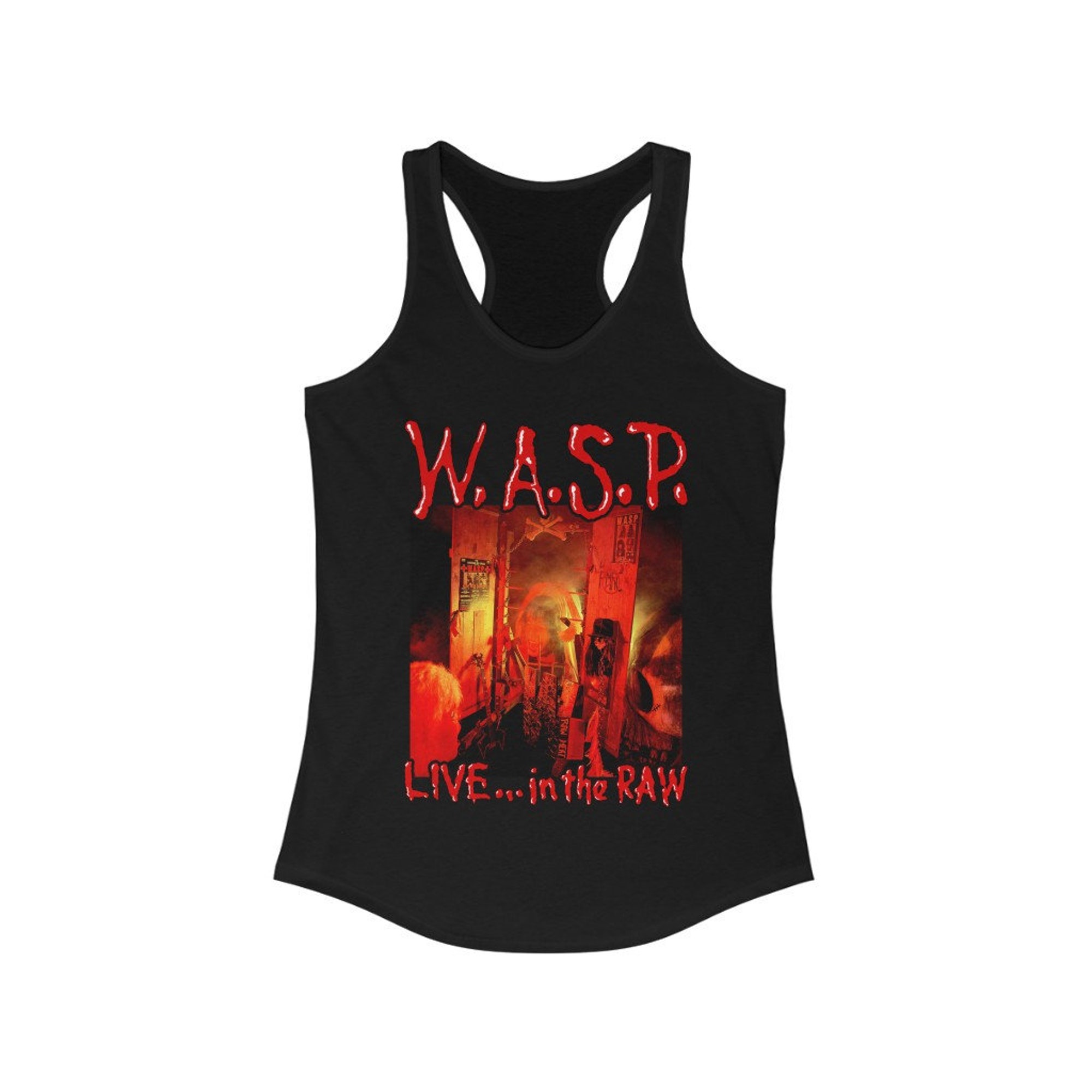 W.A.S.P Womens Tank Top, Live... In the Raw, Ladies WASP Band Sleeveless Tee