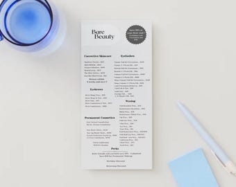 Beauty Professional Business Rack Card Template, Esthetician Business Card, Menu Cards, Luxury Menu Card, Lash Artist, Waxing Specialist