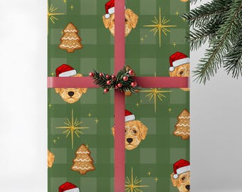 Dog Doodle Christmas Wrapping Paper Template, Doodle Breed, Golden Doodle, Mini Doodle, Poodle Paper, Doodle Gift Wrap, Editable on Canva