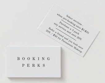 Beauty Professional Booking Perks Template, Esthetician Business Card, Perks Card, Luxury Business Card, Salon Owner, Beauty Aftercare
