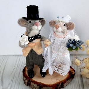 Filz-Maus Hochzeitstorte Topper: Braut und Bräutigam
