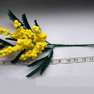 Felted flowers yellow mimosa branch Bild 4