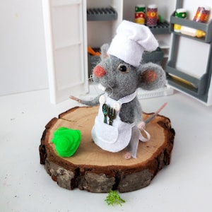 Needle Felted Miniature Mouse, Felt Animal Sculpture Decoration, Cute  Realistic Rustic Kitchen Mouse Ornament, Wool House Mouse With Broom 