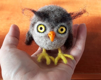 Felted bird owl in a hat(Ready to ship!)