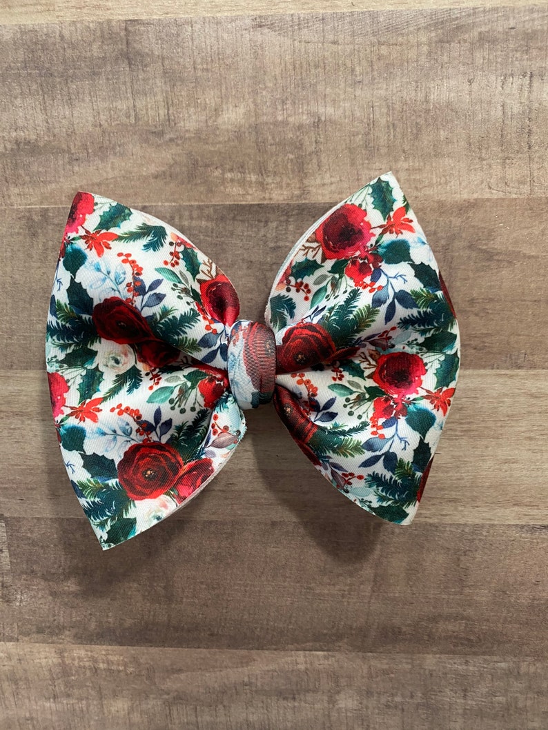 Clip Christmas Floral Puff Head Wrap or Piggy Bows Nylon