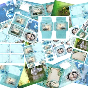Kit de journal numérique Beautiful Swans, kit numérique inspiré du lac des cygnes pour un magnifique journalisme, gracieux cygnes numérique pour de superbes journaux