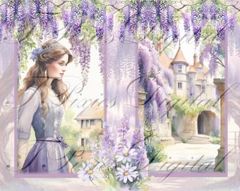 Under the Wisteria Trees Digital Journal Kit | Garden Ephemera & Backings | Floral Junk Journal Printable