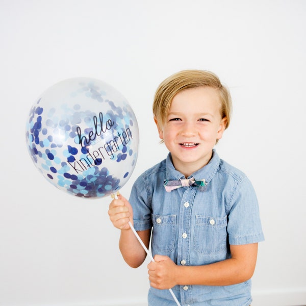 First Day of School Sign - Hello School Balloon with Confetti