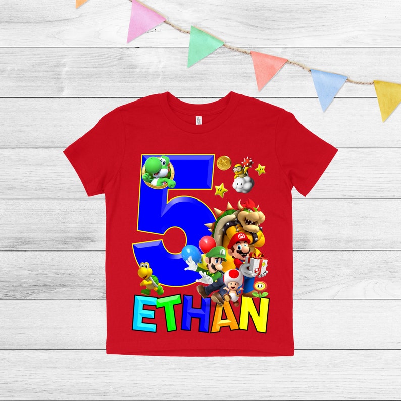 Super Mario Brothers Birthday Shirt Mario Birthday Shirt Etsy