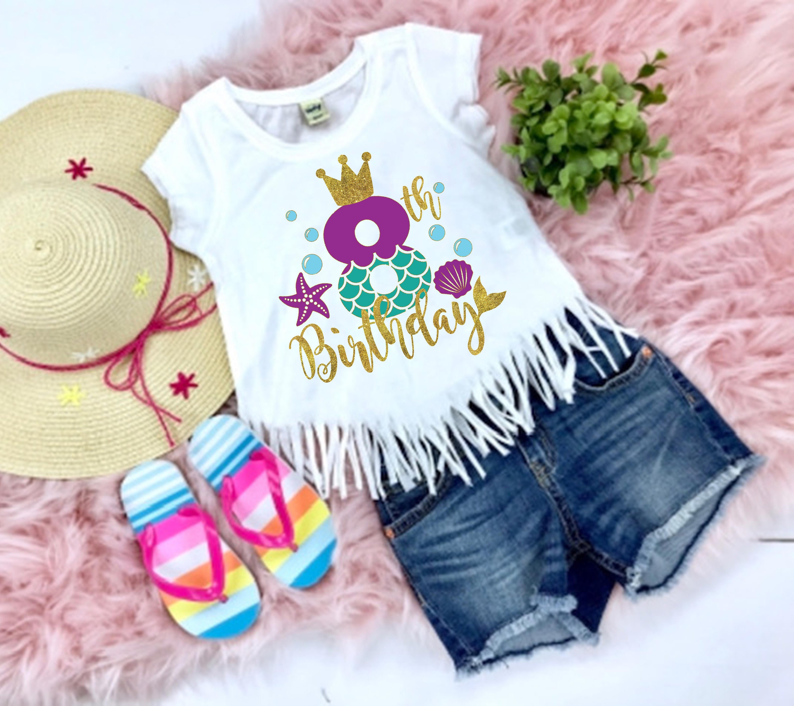 Girl's Eighth Birthday Mermaid Shirt - Girl's 8th Birthday Fr…