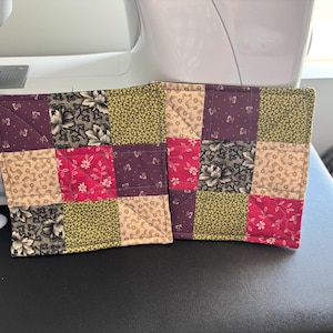 Handmade Patchwork Mug Rugs - Set of 2 | Quilted Coasters | Country Cottage Style