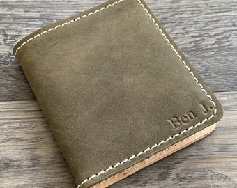 The Cahaba - Personalized Olive Leather Bifold Wallet - El mejor regalo para papá para el Día del Padre