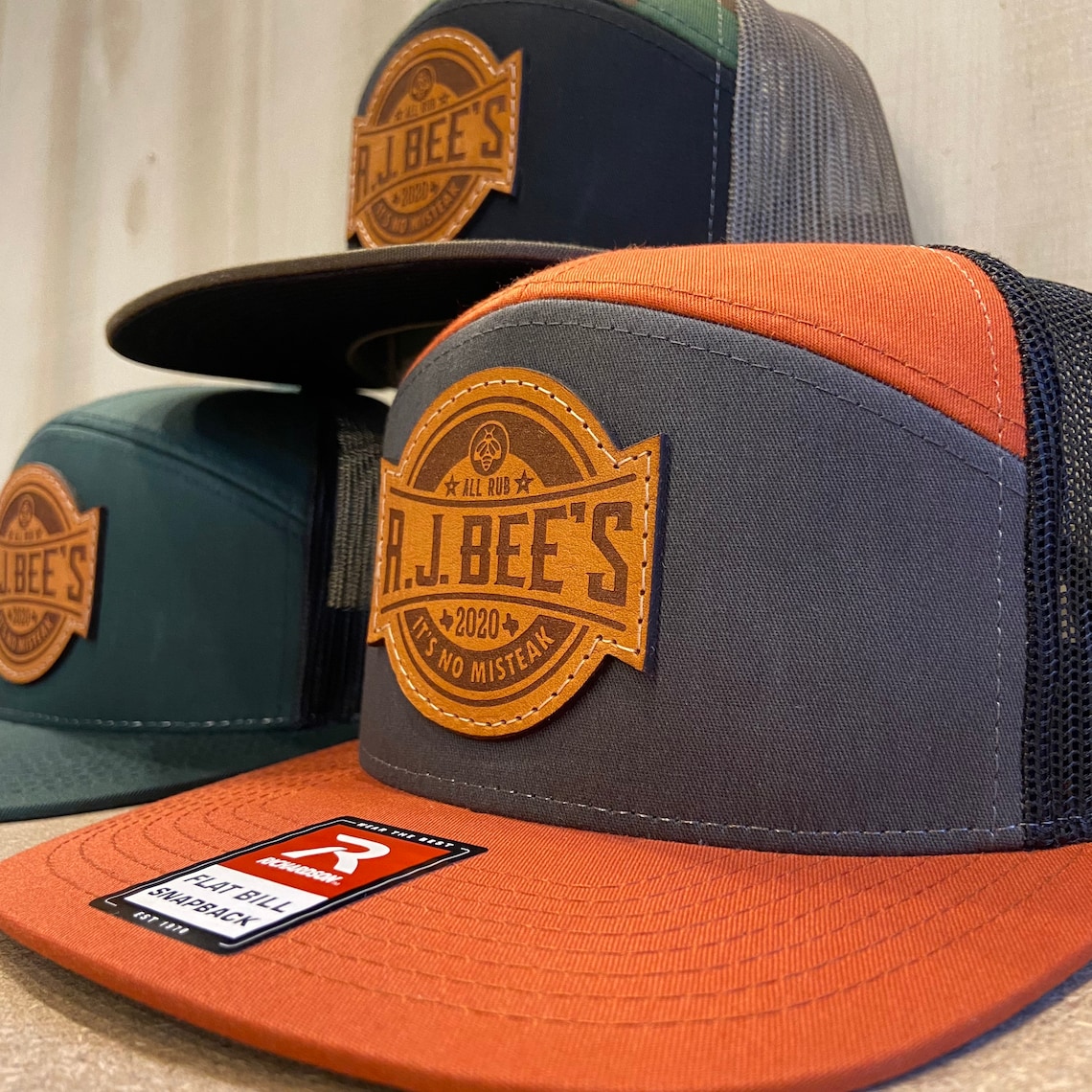 FLAT BILL Custom Leather Patch Hats Laser Engraved Logo on Etsy