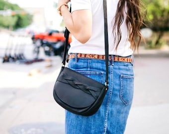 The Trinity - Black Leather Crossbody Bag