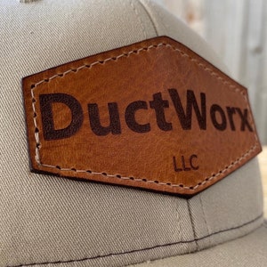 Custom Leather Patch TRUCKER Hats, Laser engraved logo on leather patch hat for your business or organization image 4