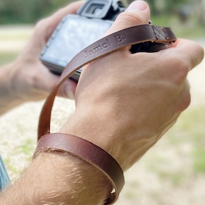 Personalized Leather Camera Wrist Strap - Gifts For Him - Gifts For Her - Monogrammed Gifts