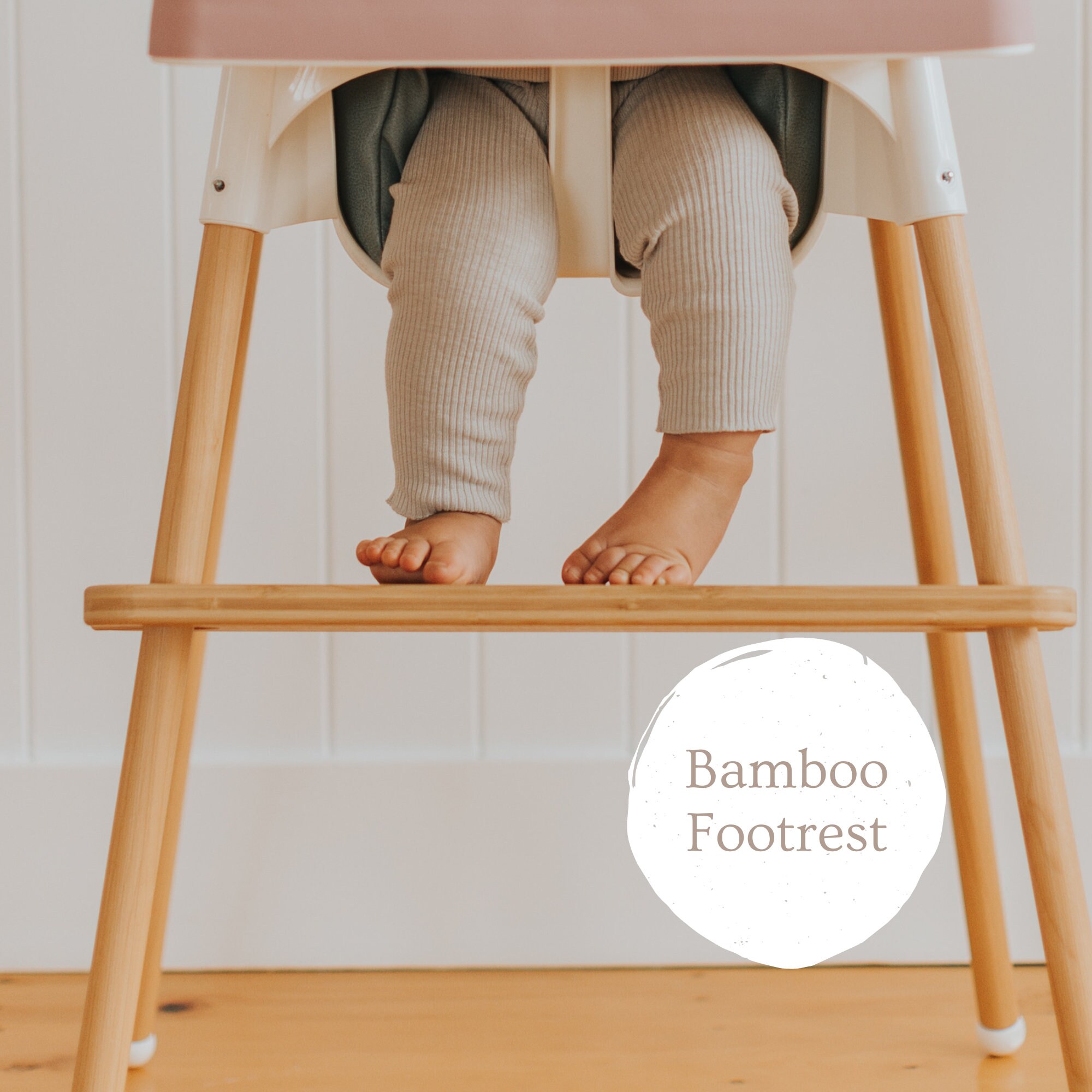 High Chair Footrest Compatible with IKEA Antilop - Bamboo Wooden Footrest  for IKEA Antilop High Chair Accessories (Bamboo)