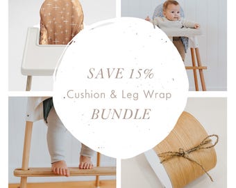 BUNDLE and SAVE 15% - Highchair Cushion Cover + Leg Wraps Bundle - IKEA Antilop Highchair Accessories