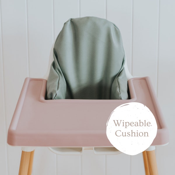 Sage WIPEABLE Vegan Leather IKEA Highchair Cushion Cover - ANTILOP High Chair Accessory - Support Pillow