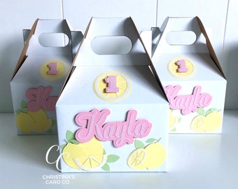 Personalized Pink Lemonade Party Favor Boxes | 6x4x4 inch