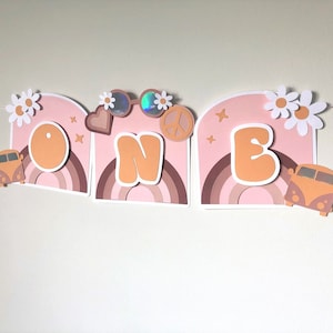 Groovy High Chair Banner | Groovy One | Two Groovy | Retro Hippie Theme Party Decorations | Daisies Hippie Van Peace and Love Flower Power