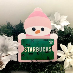 Porte-cartes rose bonhomme de neige | Porte-cartes cadeau de Noël Collection 2022 | Ensemble de cartes-enveloppes avec ornements pour cadeaux de Noël Pain d'épice arctique