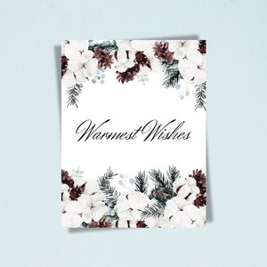 Christmas Card Pack | Warmest Wishes | 2021 Winter Floral Collection | Set of 3 5 10 20 | Boxed Card Set