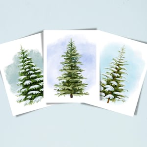 Lot de cartes de Noël assorties | Arbres d'hiver Collection 2024 | Jeu de 3 6 9 12 cartes en boîte
