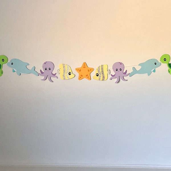 Under The Sea Garland | Under The Sea Theme Party Decorations | Table Garland, Bunting, Wall Garland, Sea Animals, octopus, dolphin, fish