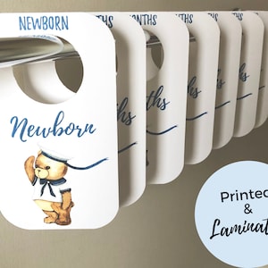 PRINTED & LAMINATED Baby Closet Dividers | Sailor Bear | 8 Closet Organizers | Baby Boy&#39;s Nursery Room Decor| Nautical, Under The Sea Theme