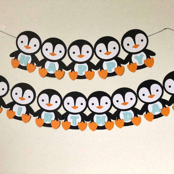 Penguin Birthday Banner | Arctic Animal Theme Winter Wonderland Baby Shower First Birthday | Onederland Party Decorations | Baby Animals