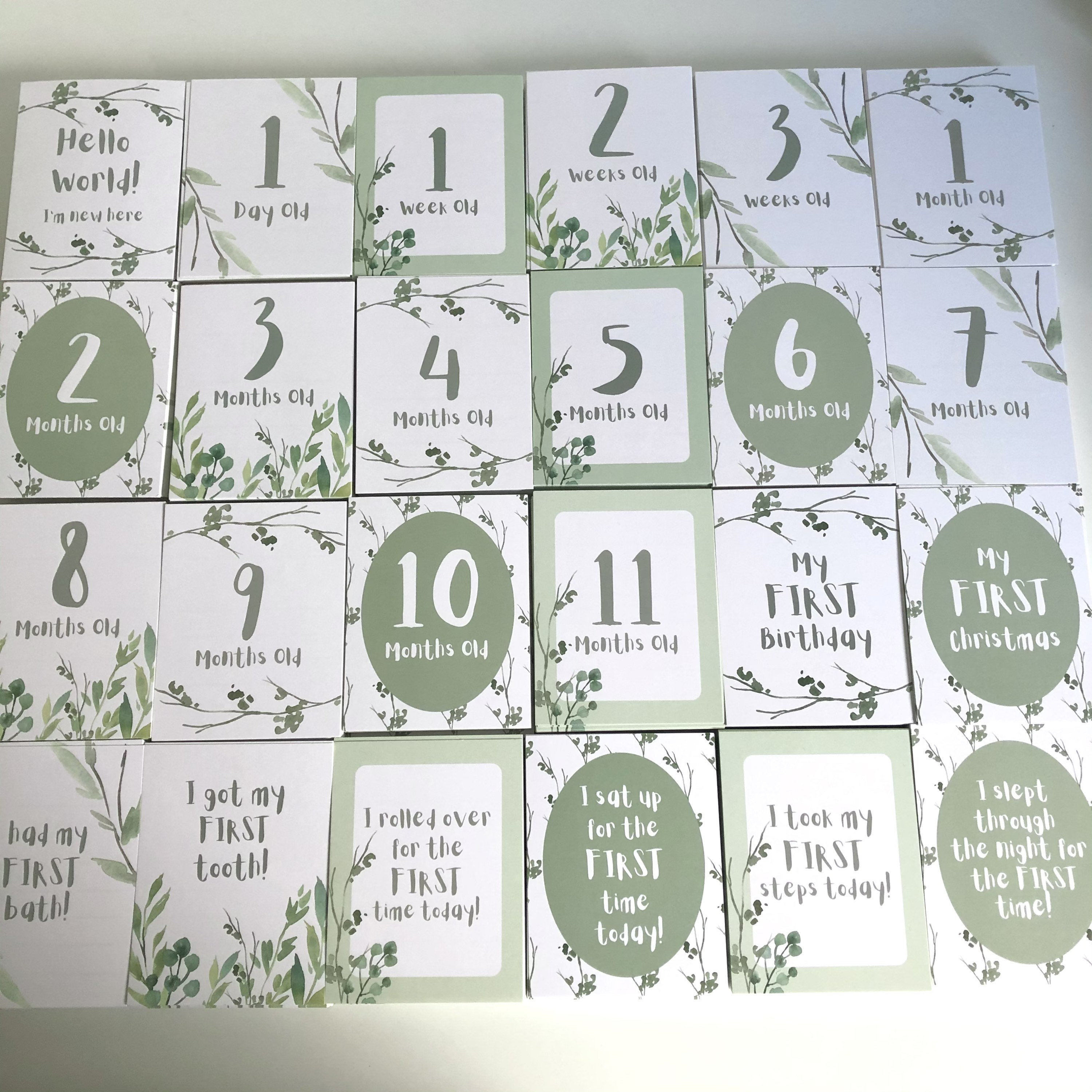 Greenery Baby Milestone Cards | Neutral Nature | Set of 30 - Etsy