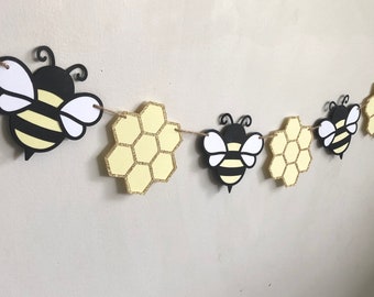 Bee and Honeycomb Garland | Sweet as Can Bee Birthday Party Decorations