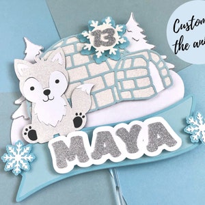 Arctic Animal Cake Topper | Customizable Birthday Cake Topper | Winter Wonderland | Penguin, Polar Bear, Wolf, Arctic Fox, Seal | Any Age