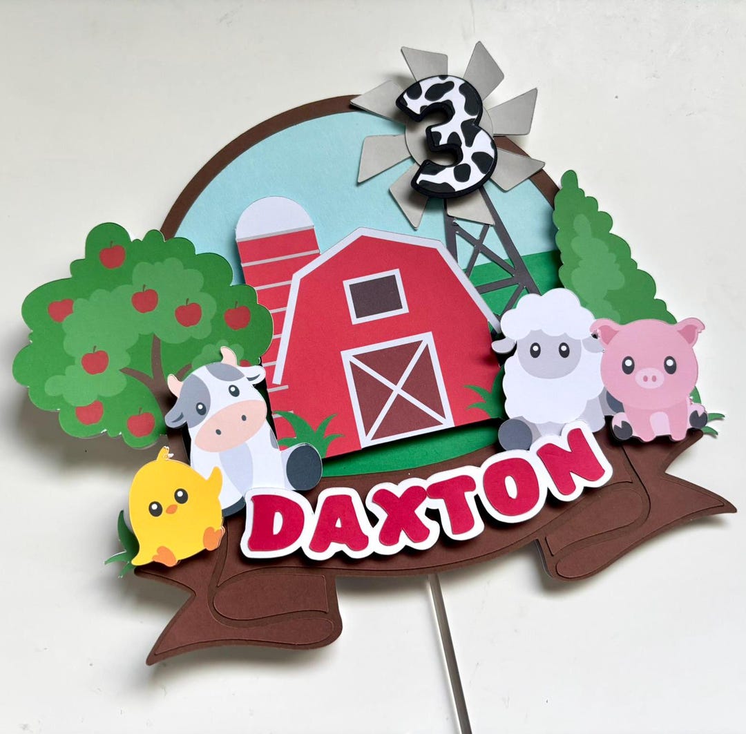 Farm Cake Topper | Custom Any Age Topper | Barnyard Farm Decor | Sheep ...