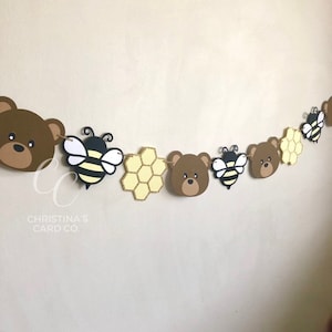 Honey Bear Garland | Sweet as Can Bee Theme | Baby Brown Bear First Birthday Party Decorations | Bridal, Baby Shower. Mama Bear to Bee