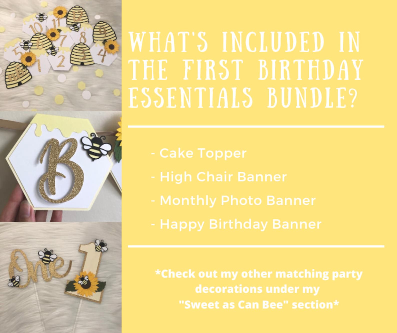 FIRST BIRTHDAY ESSENTIALS Party Bundle Bees and Sunflowers Etsy