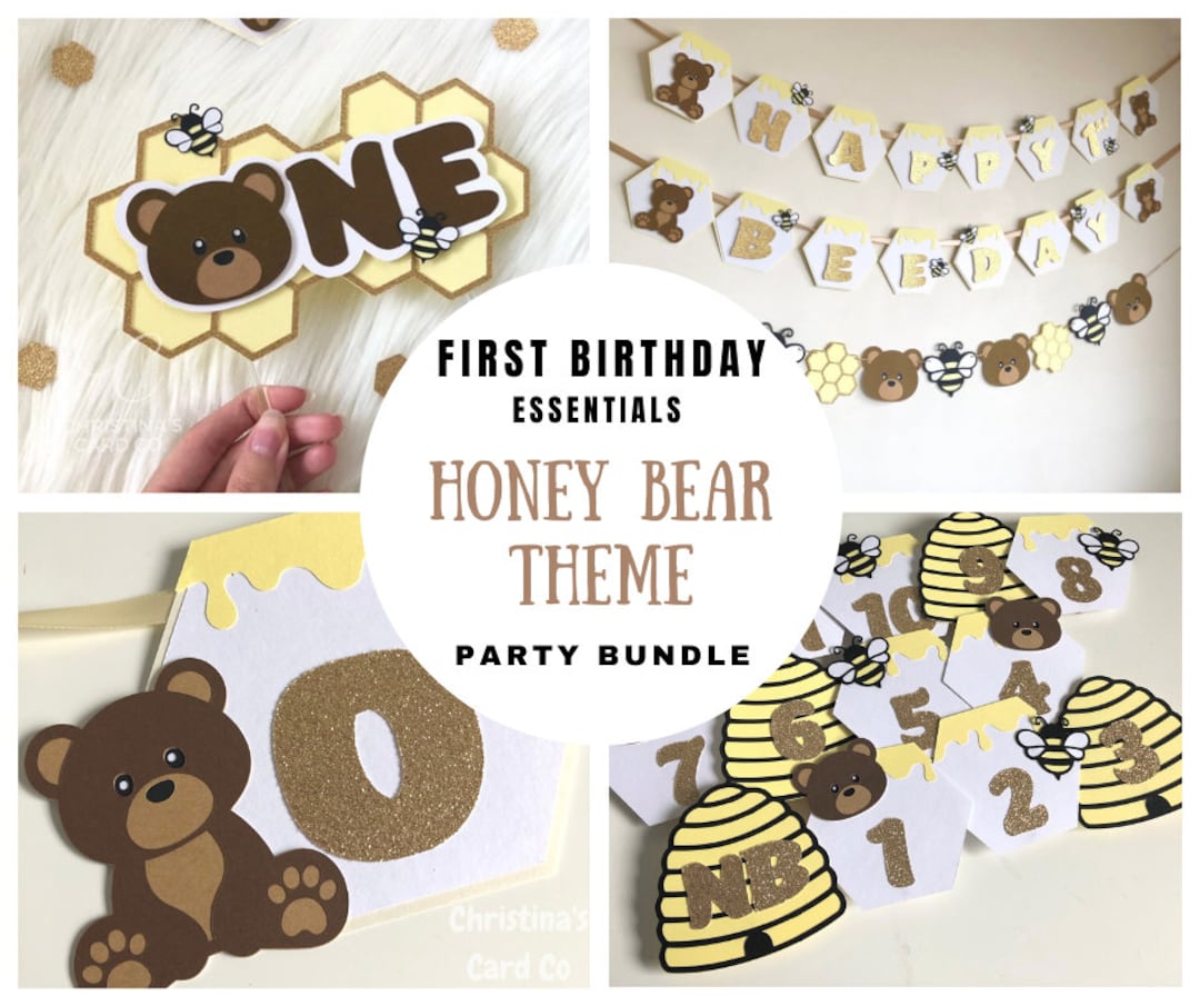 FIRST BIRTHDAY ESSENTIALS Party Bundle | Honey Bear Theme | Summer ...
