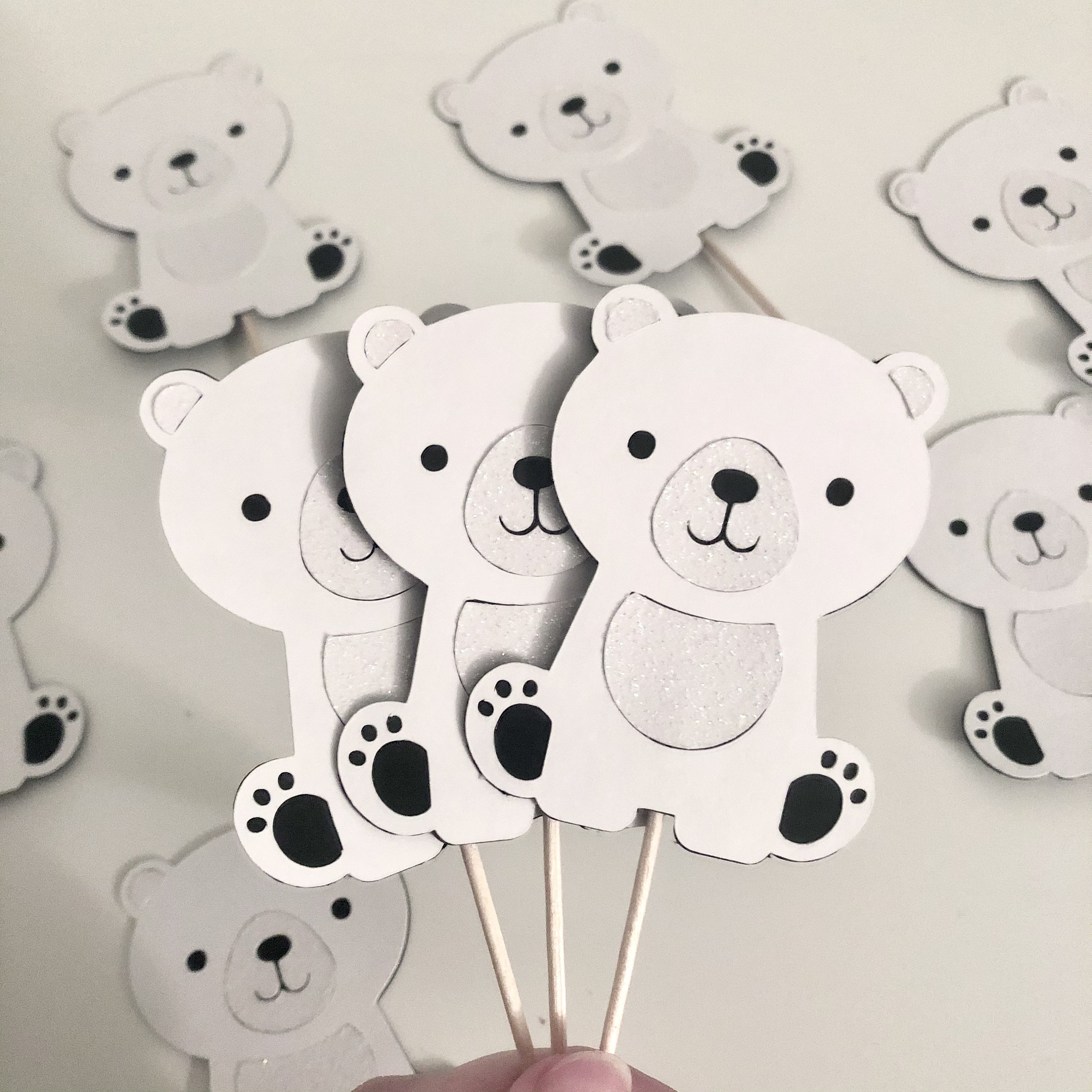 Polar Bear Cupcake Toppers Arctic Animals Winter Wonderland Etsy
