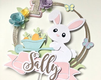 Customizable Bunny Cake Topper | Easter Floral Spring Birthday