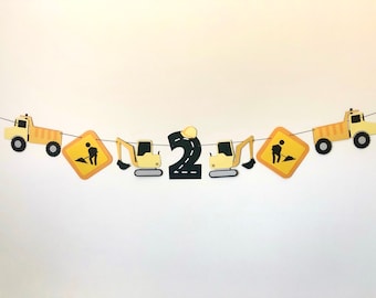 Construction Garland | Construction Theme Birthday Party, Banner Bunting, Digger Trucks, Construction Trucks, Road Signs, 1st, 2nd + 3rd