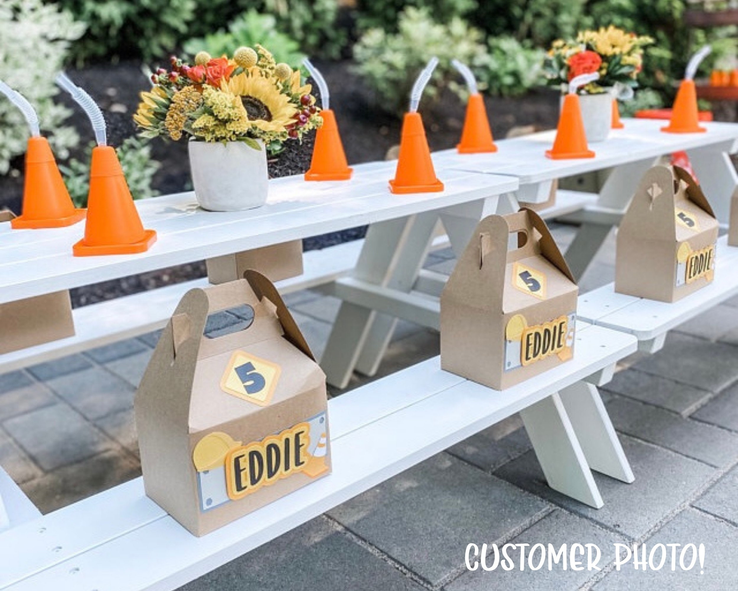 Friday Pack Example Construction Construction Theme Party Favor Boxes | Personalized 6x4x4 Inch Gable ...