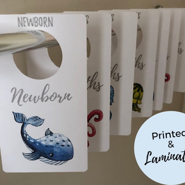 PRINTED & LAMINATED Nursery Closet Dividers | Under The Sea Theme | Gender Neutral Nursery Room Decorations and Accents | Baby Sea Animals