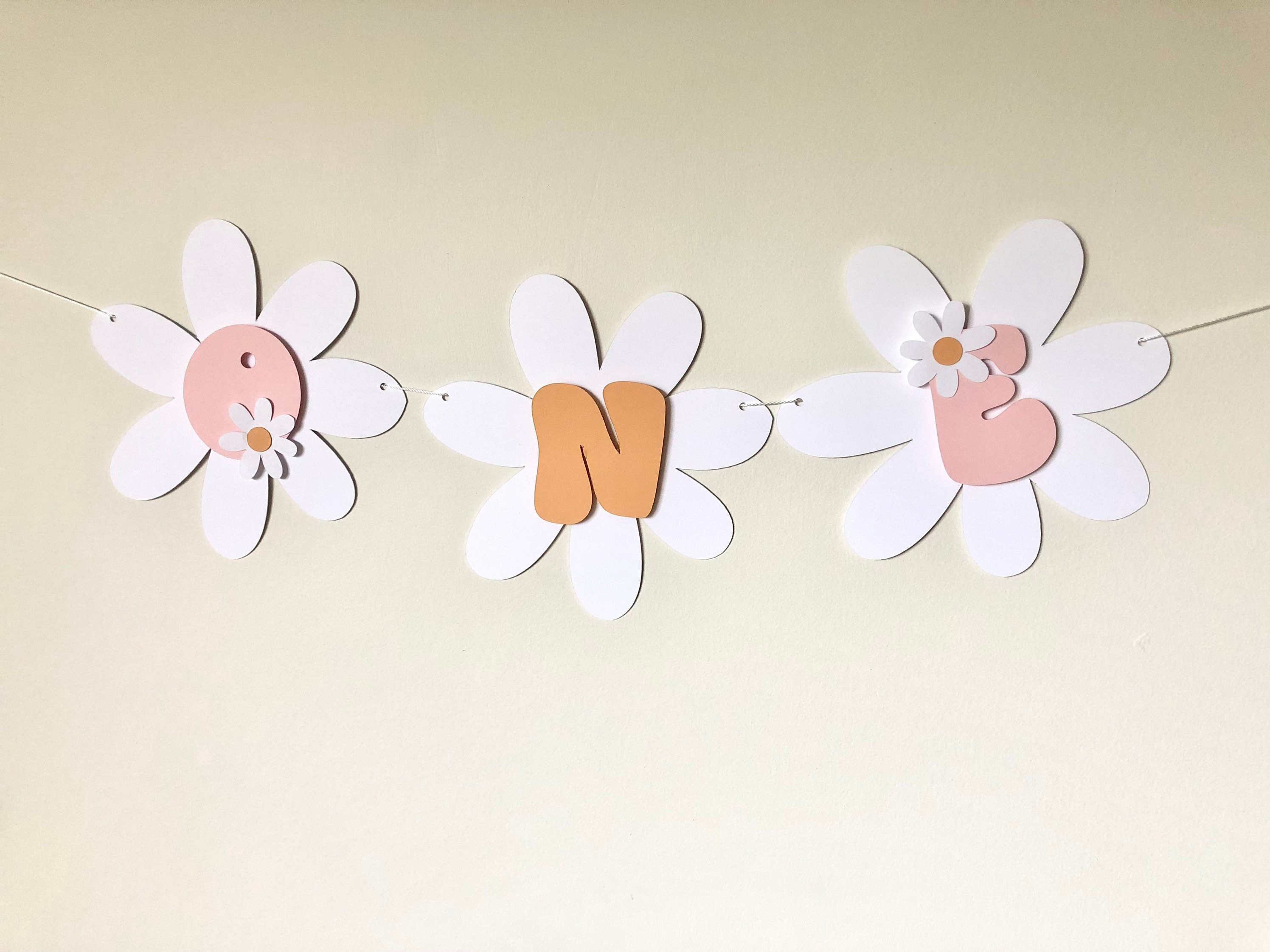 Retro Daisy High Chair Banner | Groovy One | Pink and Orange Daisy ...