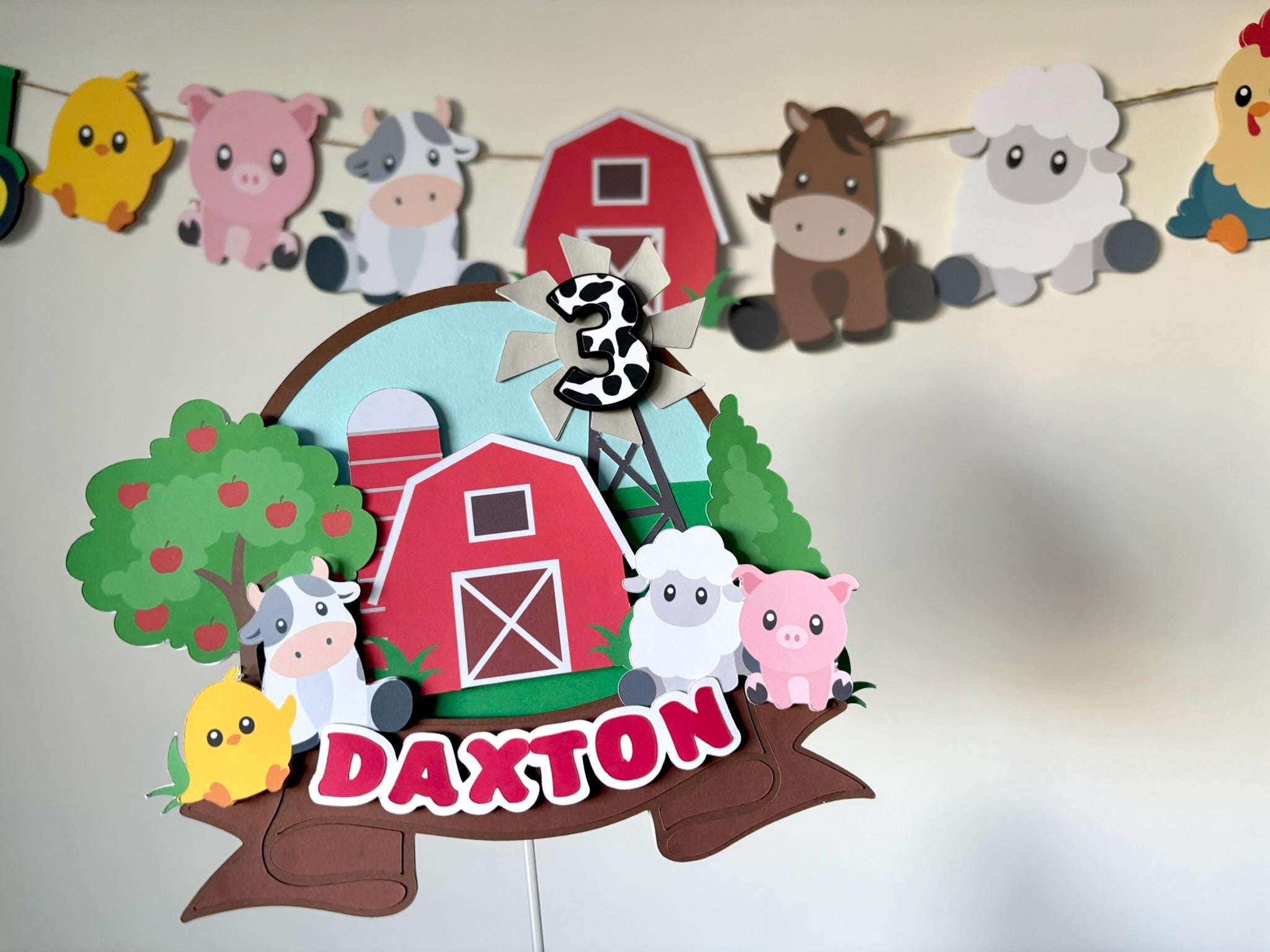 Farm Cake Topper | Custom Any Age Topper | Barnyard Farm Decor | Sheep ...