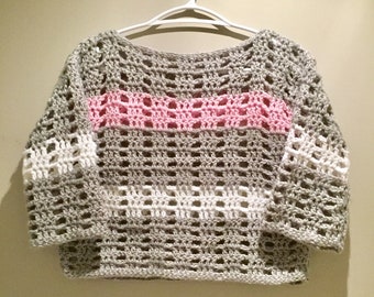 Petit haut au crochet ajouré/pull léger à manches courtes/cadeau pour elle