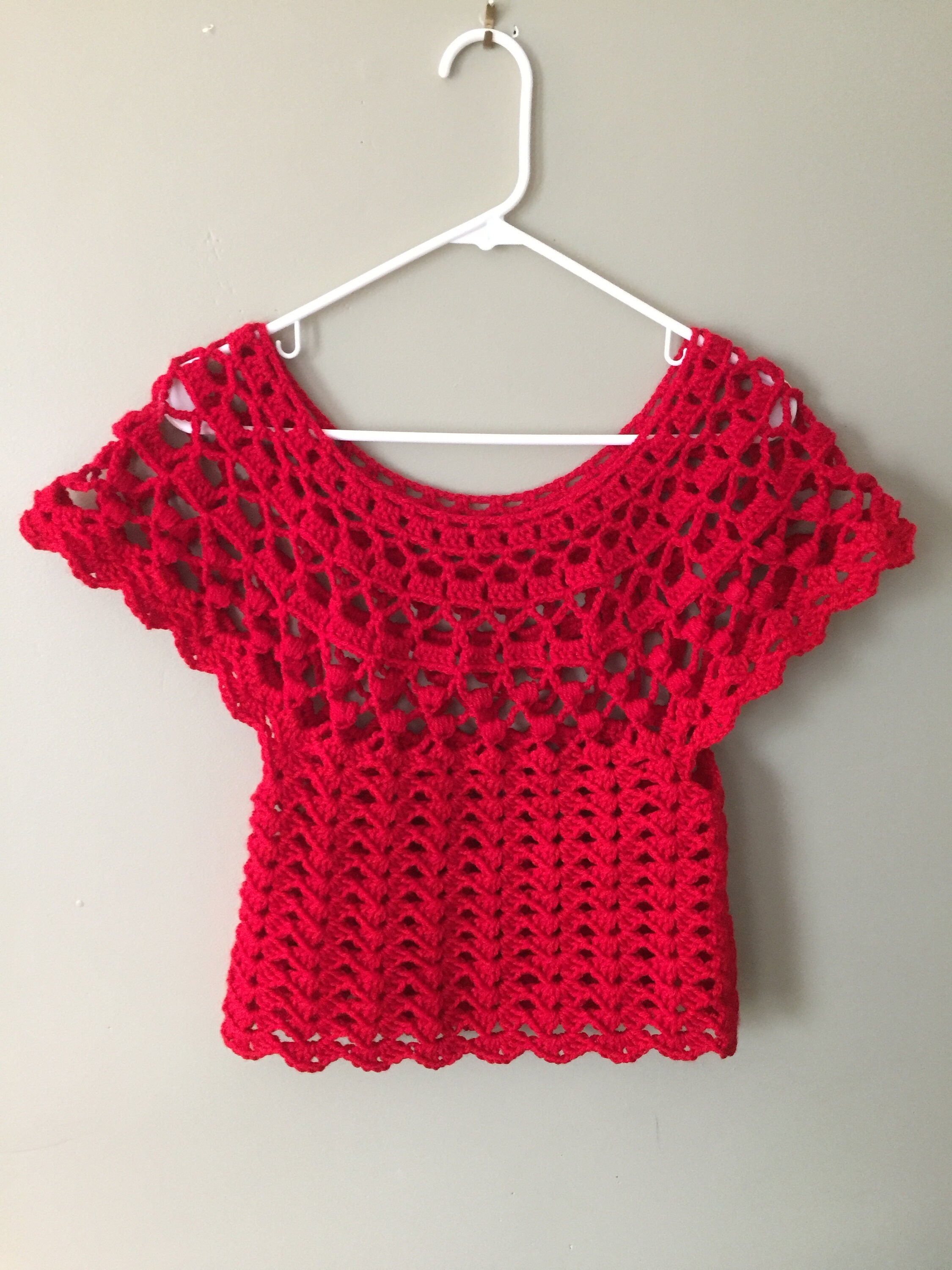 Crochet Red Lace Crop Top/ Summer Sleeveless Top With Decorative Yoke ...